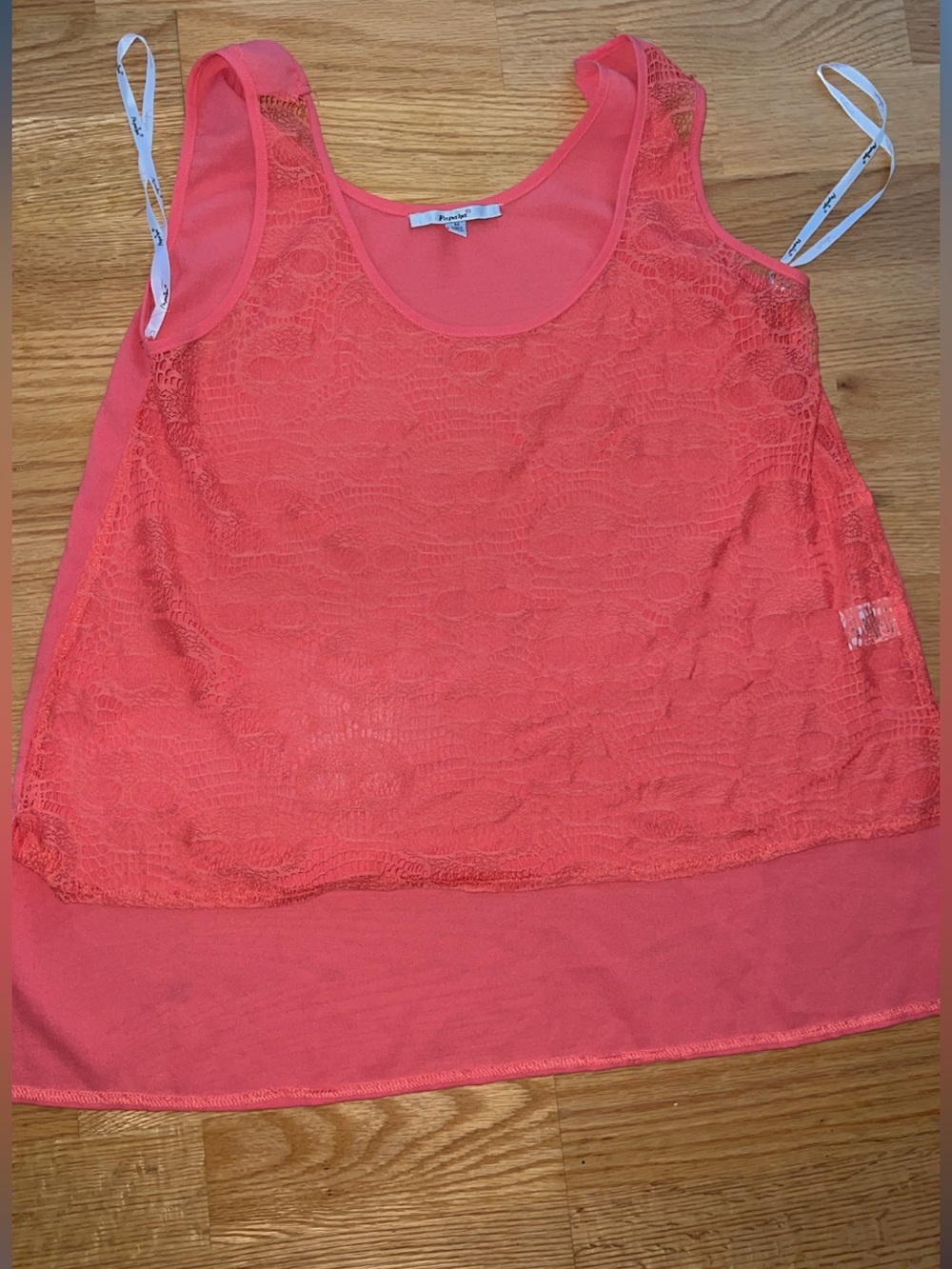 Rare Coral Lace skull Layered Tank Top